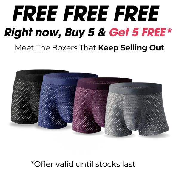 BOXHERO BAMBOO FIBRE BOXER BRIEFS - FOR ALL-DAY COMFORT [ 5 + 5 ] PACK OF 10