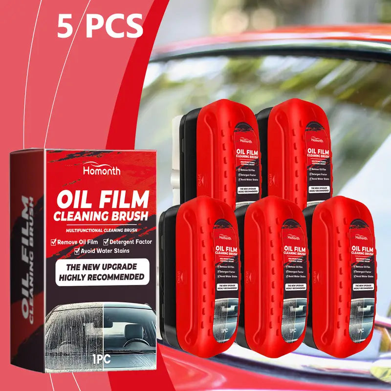 5 PCS Glass Oil Film Remover - Glass Oil Film Remover, Car Windscreen Cleaner | Oil Film Cleaner with Sponge Cloth, Car Window Glass Cleaner to Prevent Rain and Fog Removal